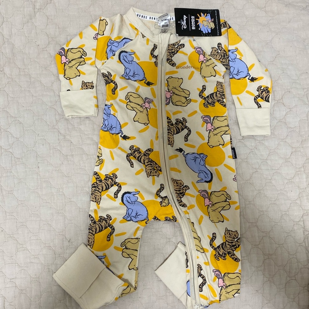 NWT Bonds x Winnie the Pooh Wondersuit Zippy 6-12 months Size 0 AUS